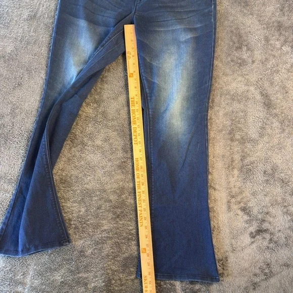 Seven7 Rocker Slim Flare Jeans 14 Dark Wash High Rise Pull On Stretch Denim - Picture 3 of 6